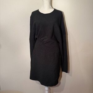 Ganni Mélange Stretch-Knit Mini Dress Dress Asymmetrical Waist Green XL